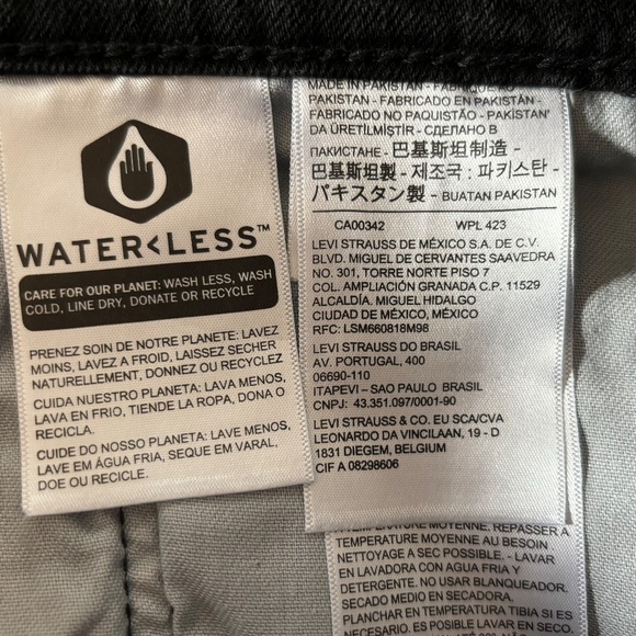 Levi's 512 Slim Taper Jeans Black Denim Stretch Men's 36x32 (actual 30" inseam) - Picture 6 of 8